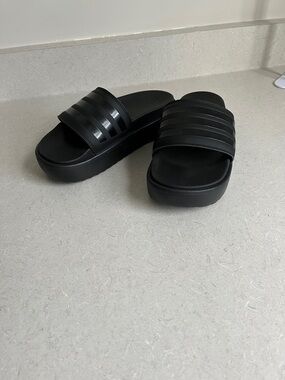 adidas Black Platform Slide Sandals